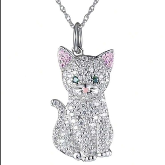 Cubic Zirconia Cat Necklace - Picture 2 of 8